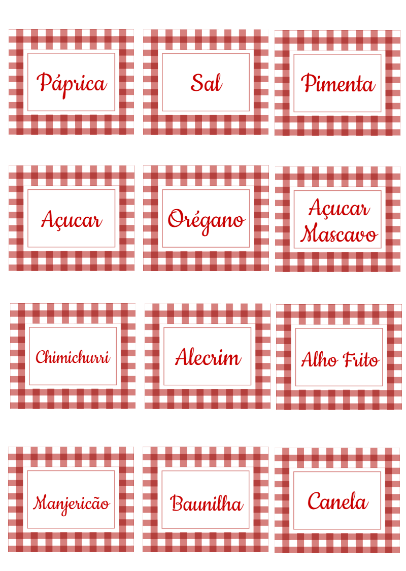 Etiquetas para Temperos Xadrez para Editar e Imprimir Etiquetas para Temperos Xadrez para Editar e Imprimir