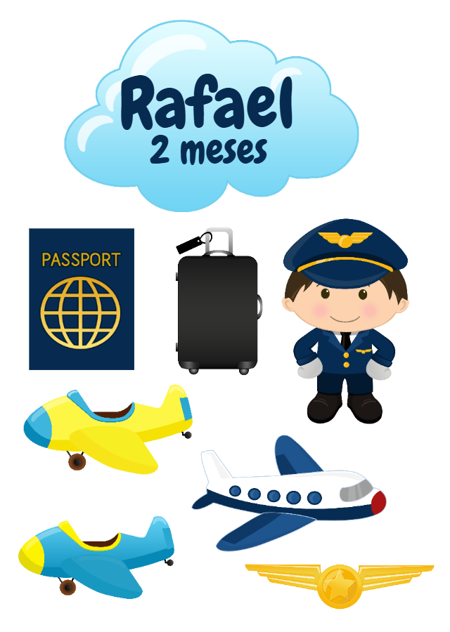 Topo de Bolo Aviador: Elementos para Editar e Imprimir