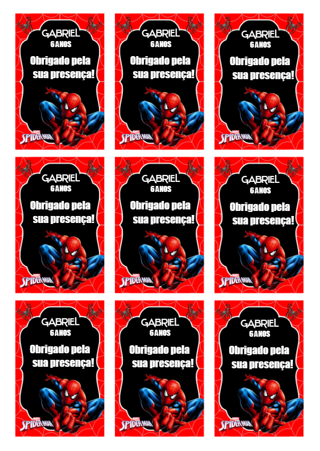 Tag de Agradecimento Homem Aranha para Editar e Imprimir Tag de Agradecimento Homem Aranha para Editar e Imprimir
