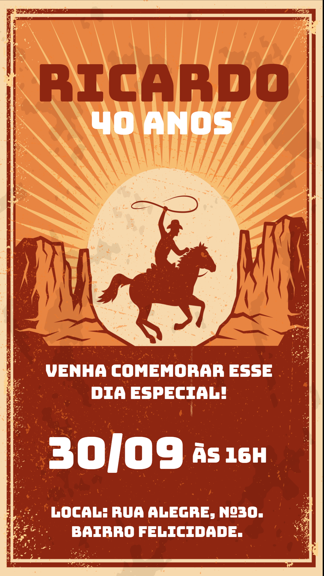 Convite Aniversário Cowboy Faroeste para Editar Online Convite Aniversário Cowboy Faroeste para Editar Online