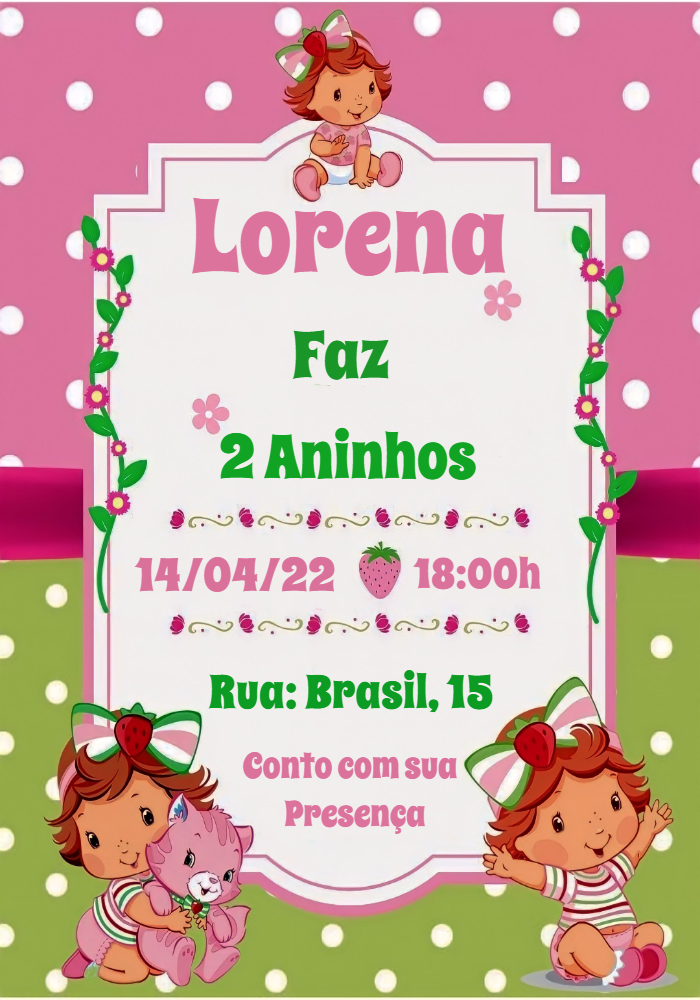 Convite de Aniversário Moranguinho Baby para Editar Online Convite de Aniversário Moranguinho Baby para Editar Online