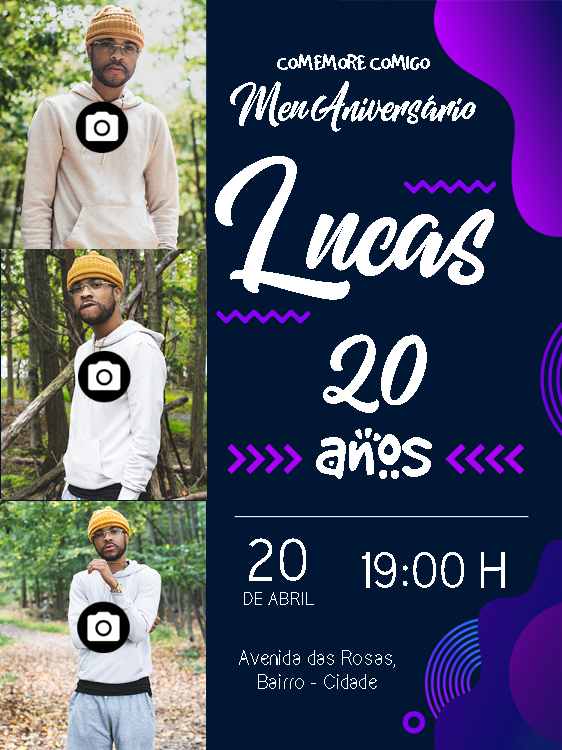 Convite de Aniversário Masculino com Foto para Editar Online Convite de Aniversário Masculino com Foto para Editar Online