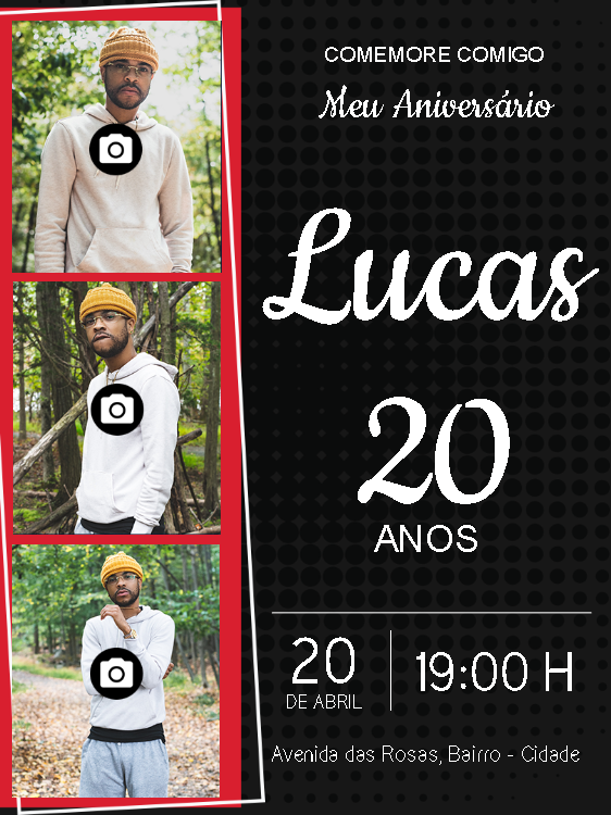 Convite de Aniversário Masculino com Foto para Editar Online