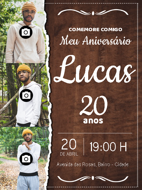 Convite de Aniversário Masculino com Foto para Editar Online Convite de Aniversário Masculino com Foto para Editar Online