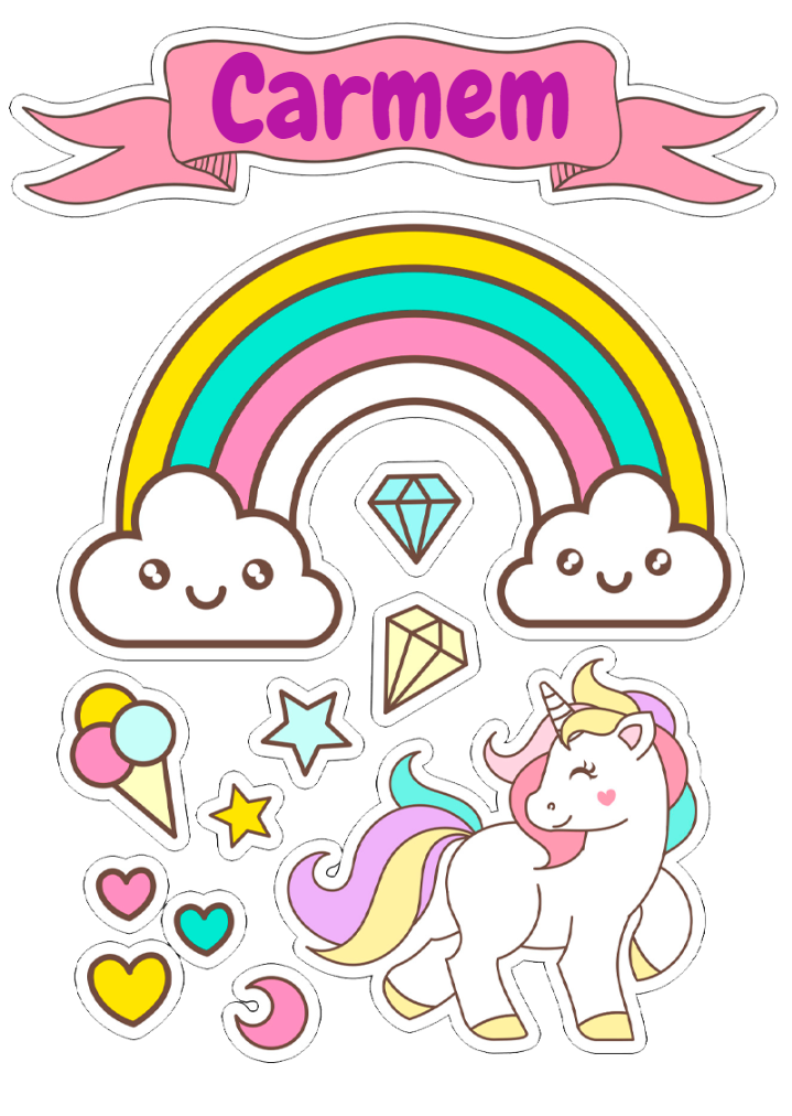 Topo de Bolo Unicórnio para Aniversário para Editar Online Topo de Bolo Unicórnio para Aniversário para Editar Online