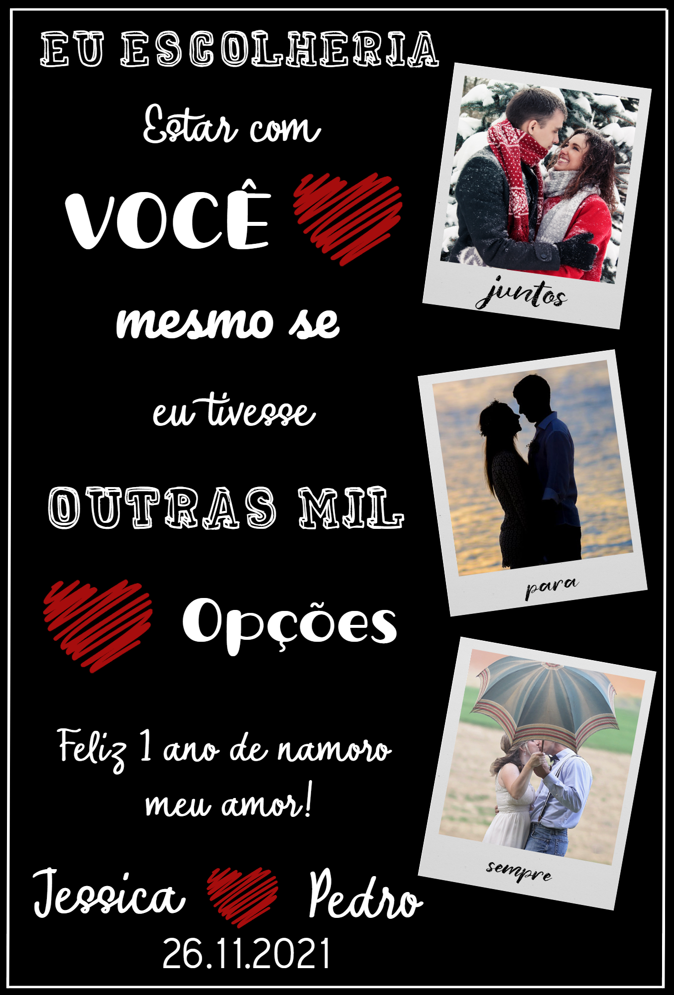 Quadro Romântico com Fotos para Namorados para Editar Online Quadro Romântico com Fotos para Namorados para Editar Online