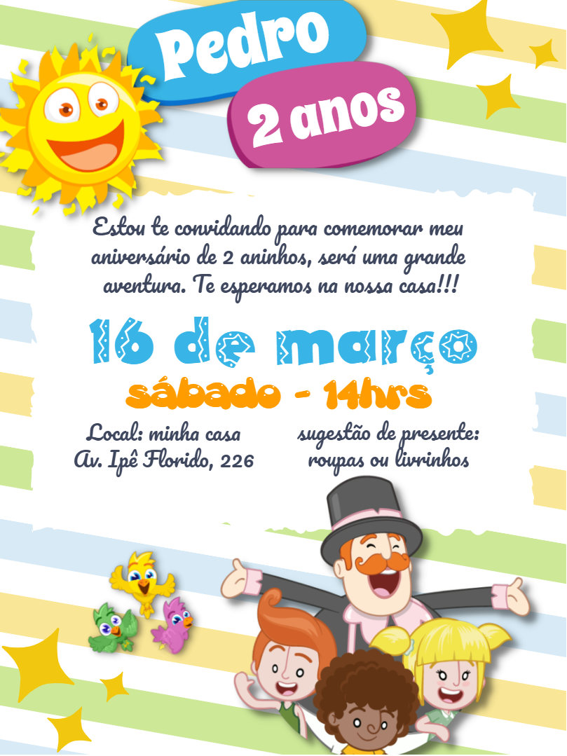 Convite de Aniversário Mundo Bita para Editar Online Convite de Aniversário Mundo Bita para Editar Online