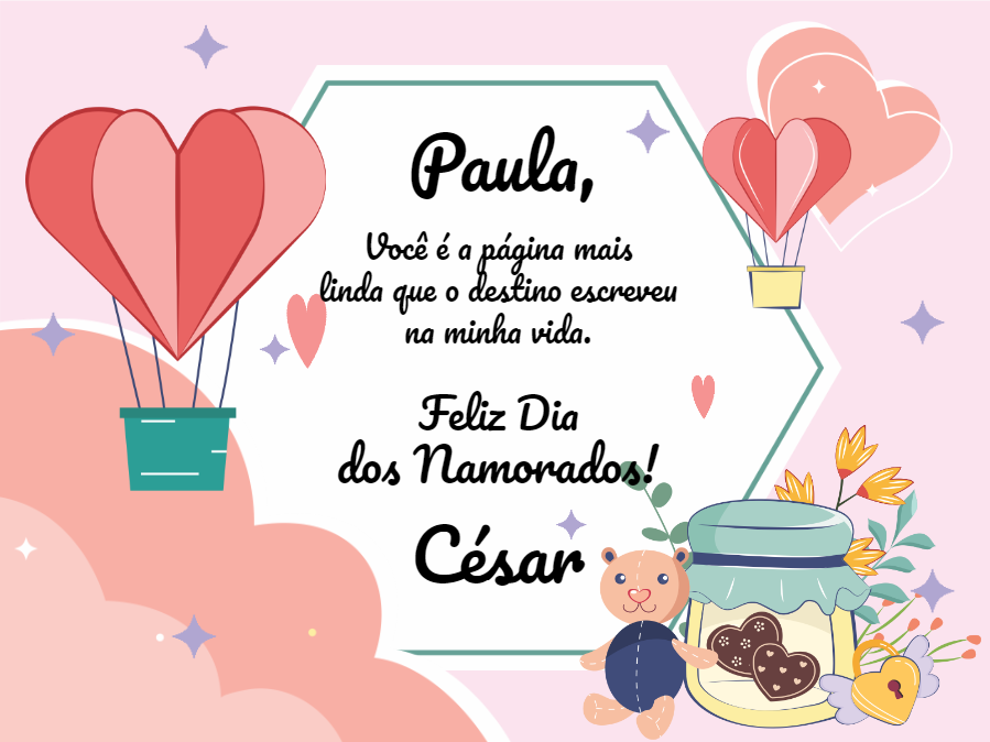 Cartão Dia dos Namorados com Balões para Editar Online Cartão Dia dos Namorados com Balões para Editar Online