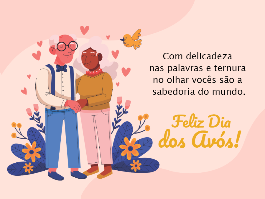 Cartão de Dia dos Avós Ilustrado para Editar Online Cartão de Dia dos Avós Ilustrado para Editar Online