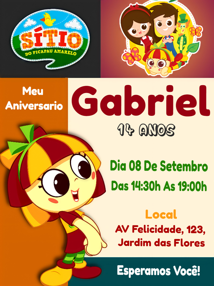 Convite Aniversário Sítio do Picapau Amarelo para Editar Online Convite Aniversário Sítio do Picapau Amarelo para Editar Online