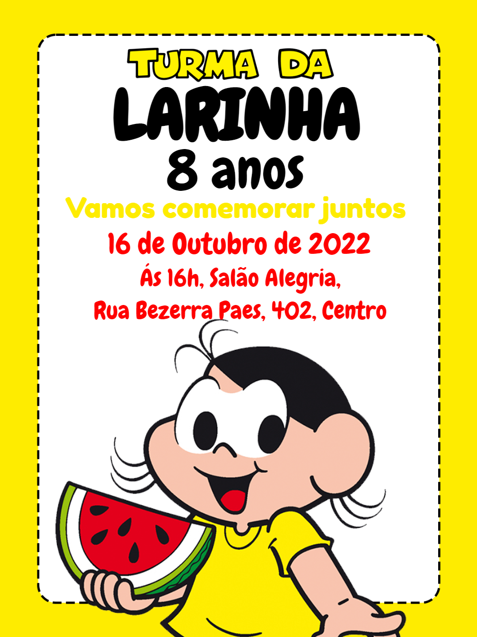 Convite de Aniversário Magali Turma da Mônica para Editar Convite de Aniversário Magali Turma da Mônica para Editar