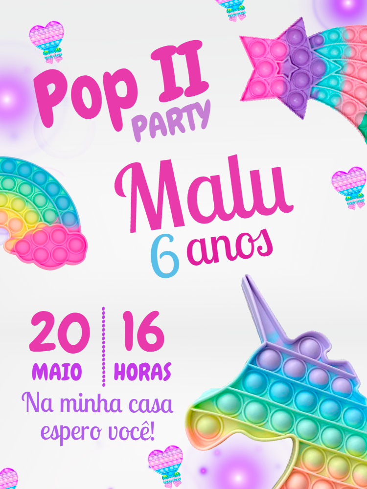 Convite Aniversário Pop It Candy Color para Editar Online Convite Aniversário Pop It Candy Color para Editar Online