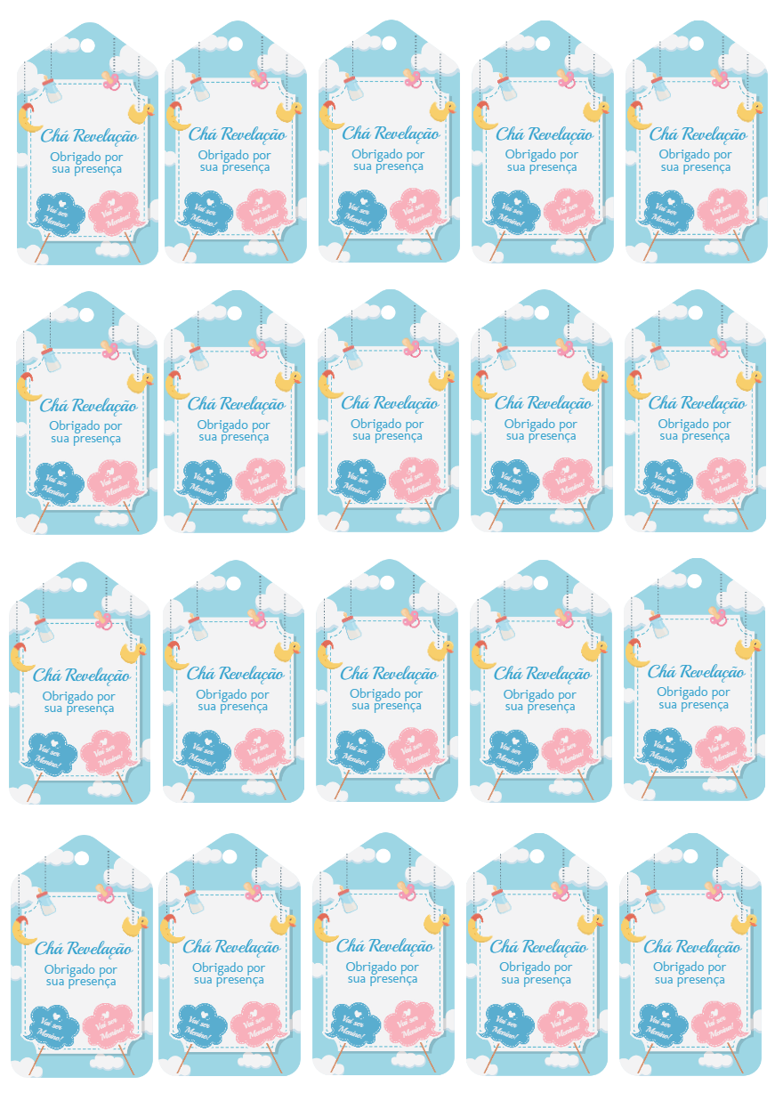 Tag Chá Revelação Algodão Doce para Editar Online Tag Chá Revelação Algodão Doce para Editar Online
