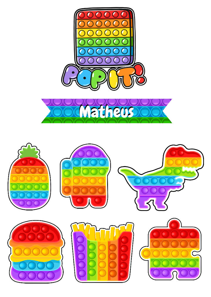 Topo de Bolo Pop It com Elementos para Editar Online Topo de Bolo Pop It com Elementos para Editar Online