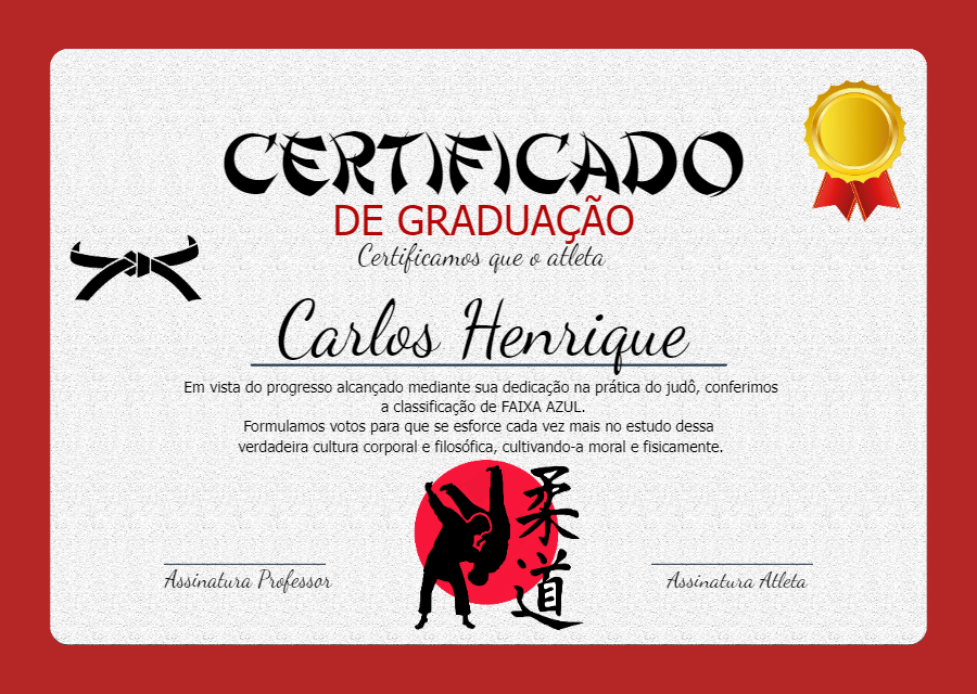 Certificado de Judô e Artes Marciais Editável Online Certificado de Judô e Artes Marciais Editável Online