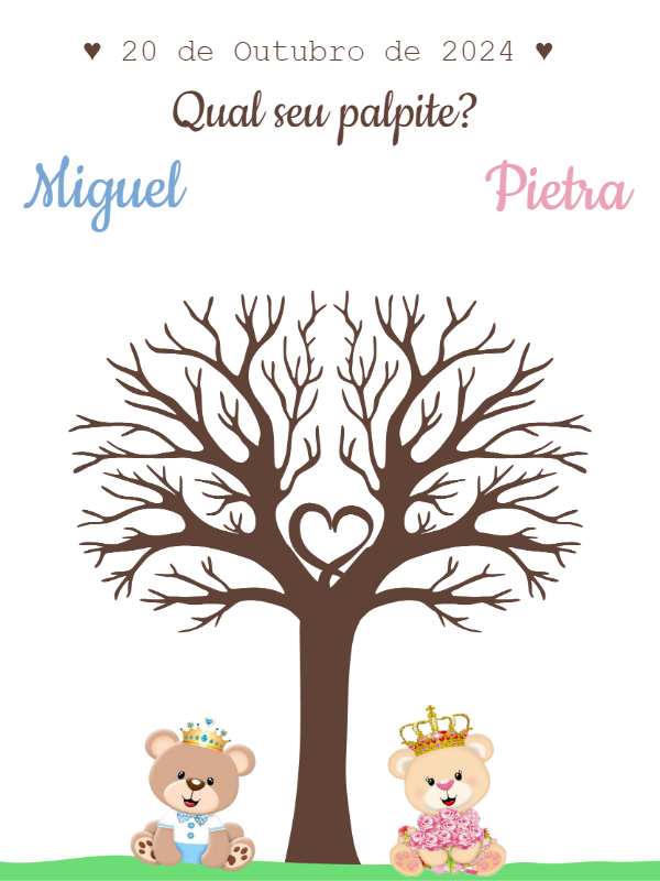 Árvore de Digitais Chá Revelação Ursinhos para Editar Online Árvore de Digitais Chá Revelação Ursinhos para Editar Online