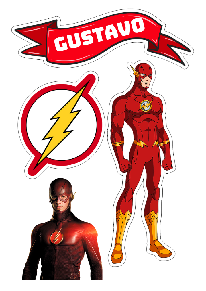 Topo de Bolo The Flash com Personagens para Editar Online Topo de Bolo The Flash com Personagens para Editar Online