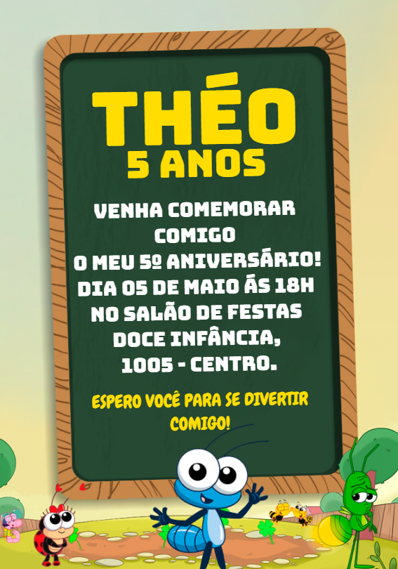 Convite de Aniversário Bob Zoom Editável Online para Imprimir Convite de Aniversário Bob Zoom Editável Online para Imprimir