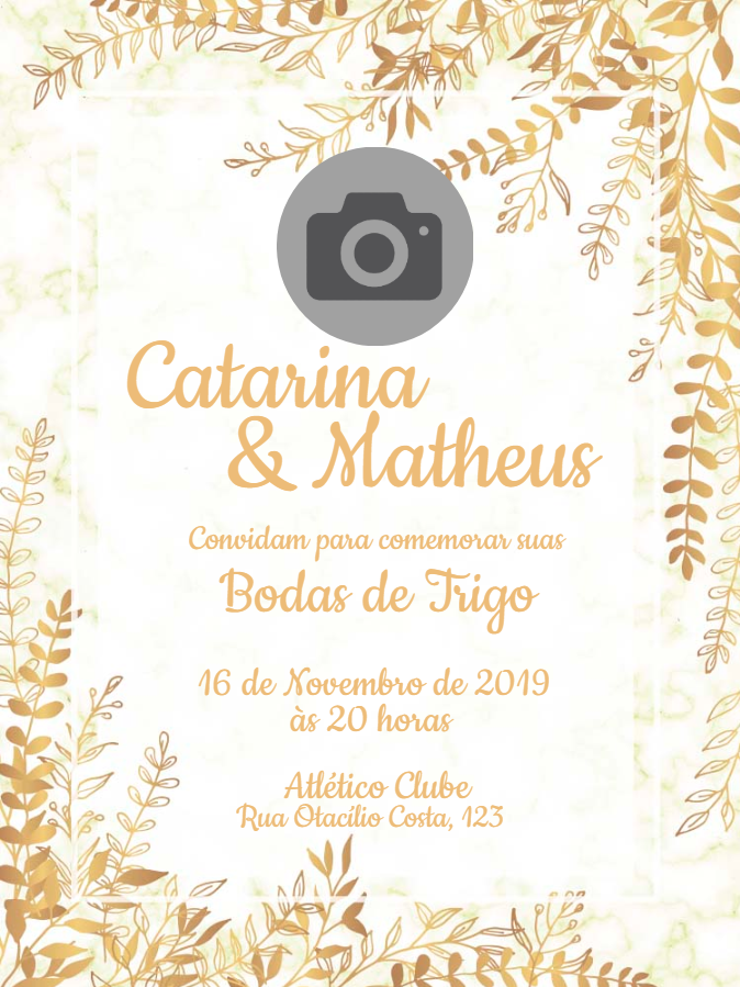 Convite Bodas de Trigo com Foto para Editar Online Convite Bodas de Trigo com Foto para Editar Online