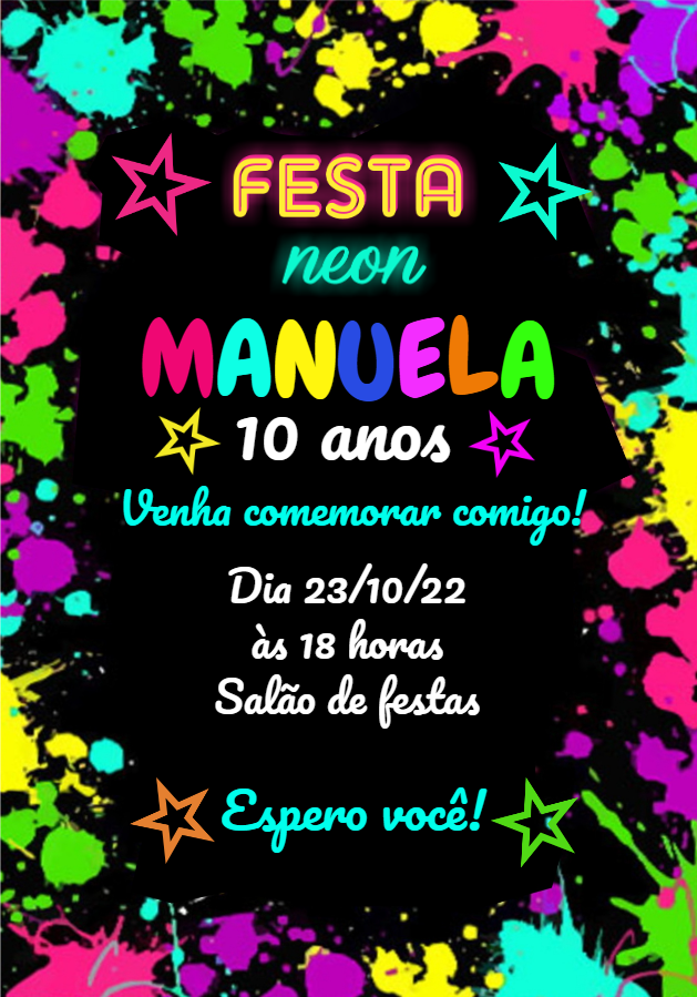 Convite Aniversário Festa Neon Balada para Editar Online Convite Aniversário Festa Neon Balada para Editar Online