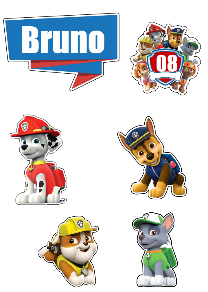 Topo de Bolo Patrulha Canina com Personagens para Editar Online Topo de Bolo Patrulha Canina com Personagens para Editar Online