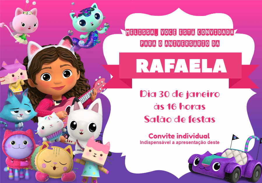 Convite Aniversário A Casa Mágica da Gabby para Editar Online Convite Aniversário A Casa Mágica da Gabby para Editar Online