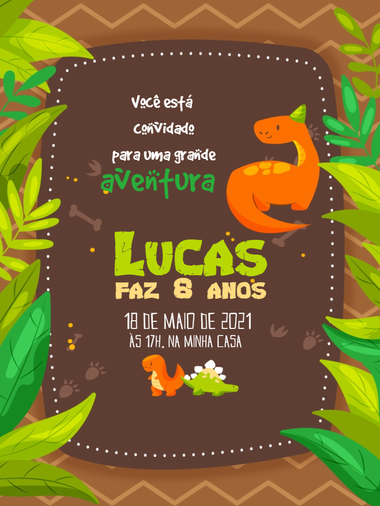 Convite de Aniversário Dinossauro para Editar Online Convite de Aniversário Dinossauro para Editar Online