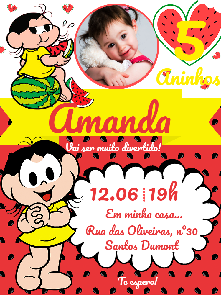 Convite de Aniversário Magali com Foto para Editar Online Convite de Aniversário Magali com Foto para Editar Online