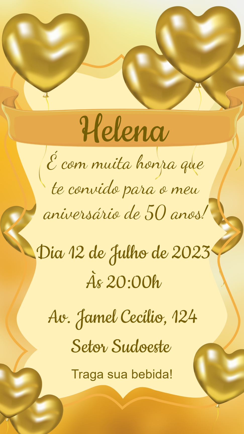 Convite de Aniversário Adulto Dourado para Editar Online Convite de Aniversário Adulto Dourado para Editar Online