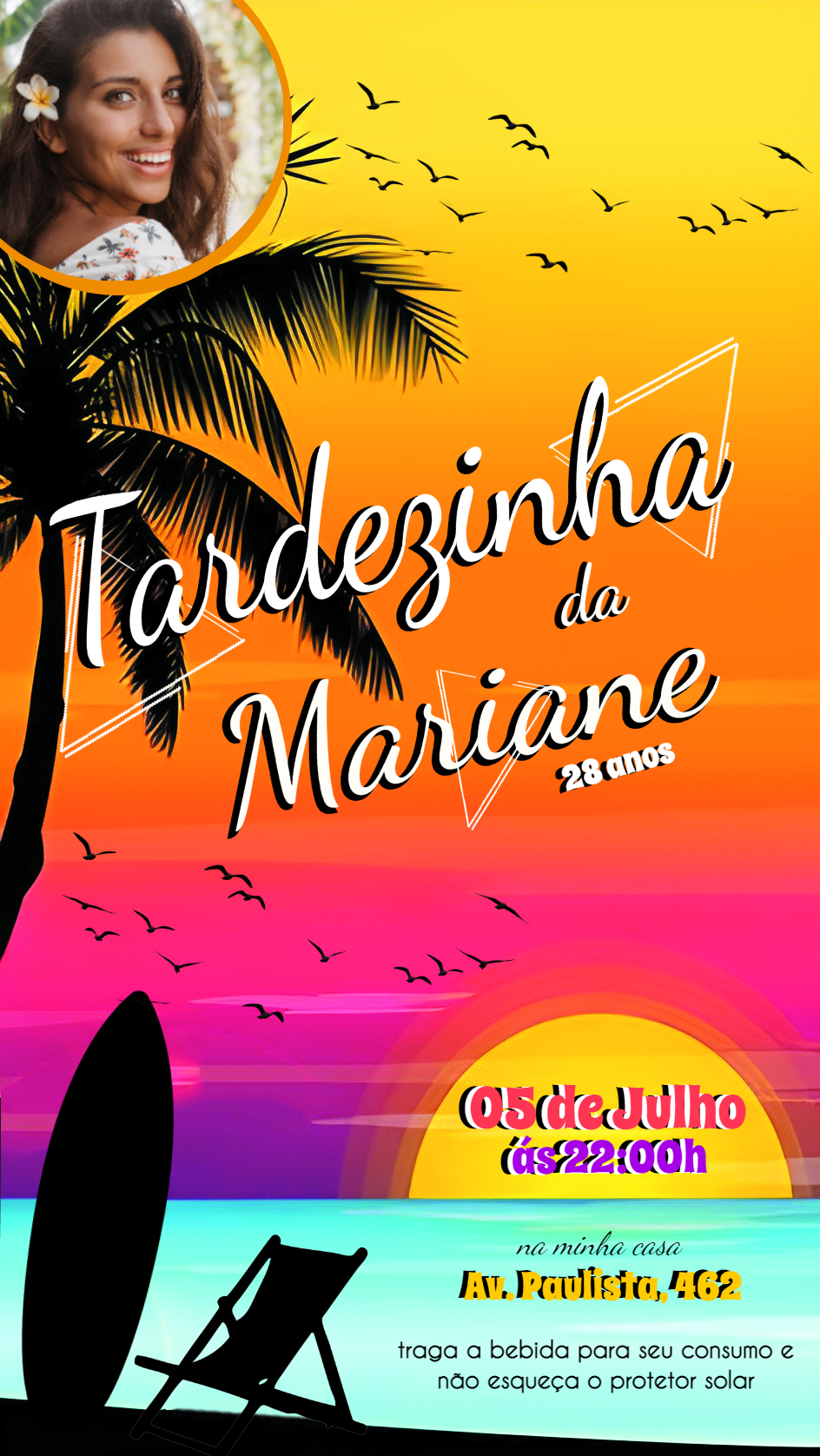 Convite Aniversário Tardezinha com Foto para Editar Online Convite Aniversário Tardezinha com Foto para Editar Online