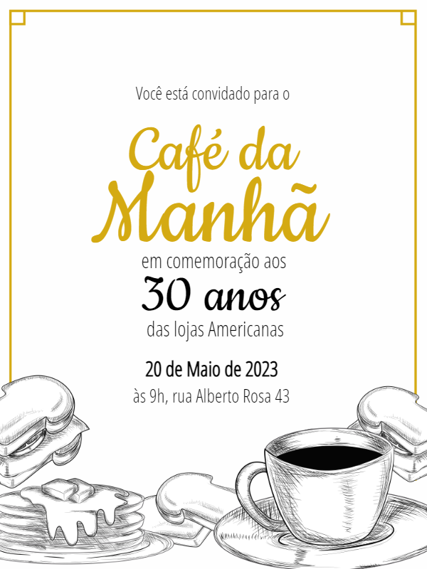 Convite de Café da Manhã com Ilustração para Editar Online Convite de Café da Manhã com Ilustração para Editar Online