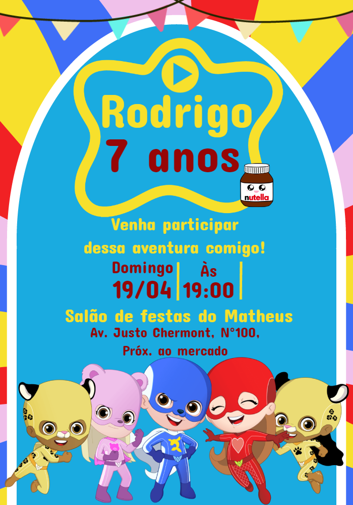 Convite de Aniversário Os Aventureiros para Editar Online Convite de Aniversário Os Aventureiros para Editar Online