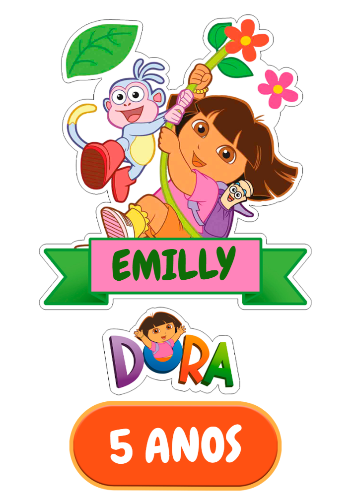 Topo de Bolo Dora Aventureira para Editar e Imprimir Online Topo de Bolo Dora Aventureira para Editar e Imprimir Online