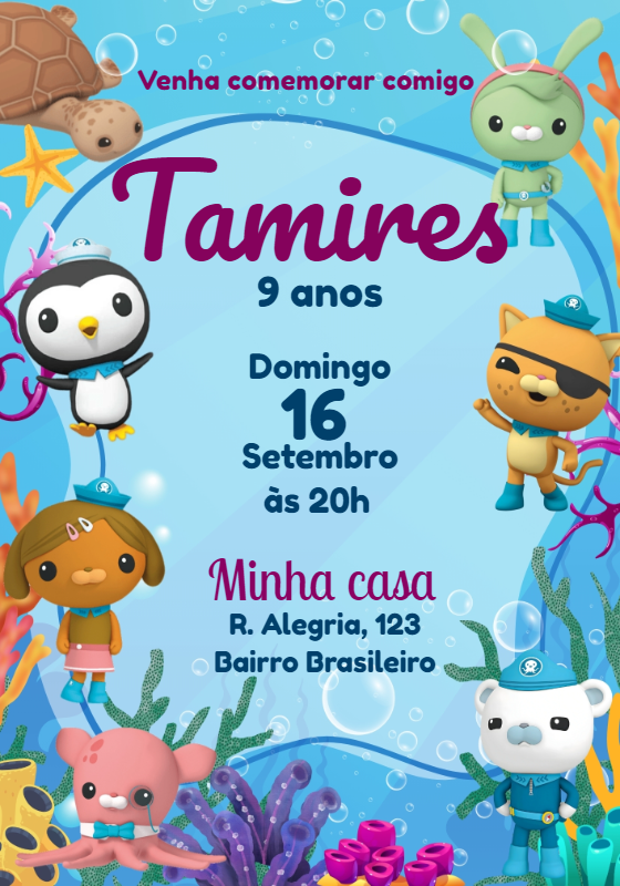 Convite de Aniversário Octonautas para Editar Online Convite de Aniversário Octonautas para Editar Online