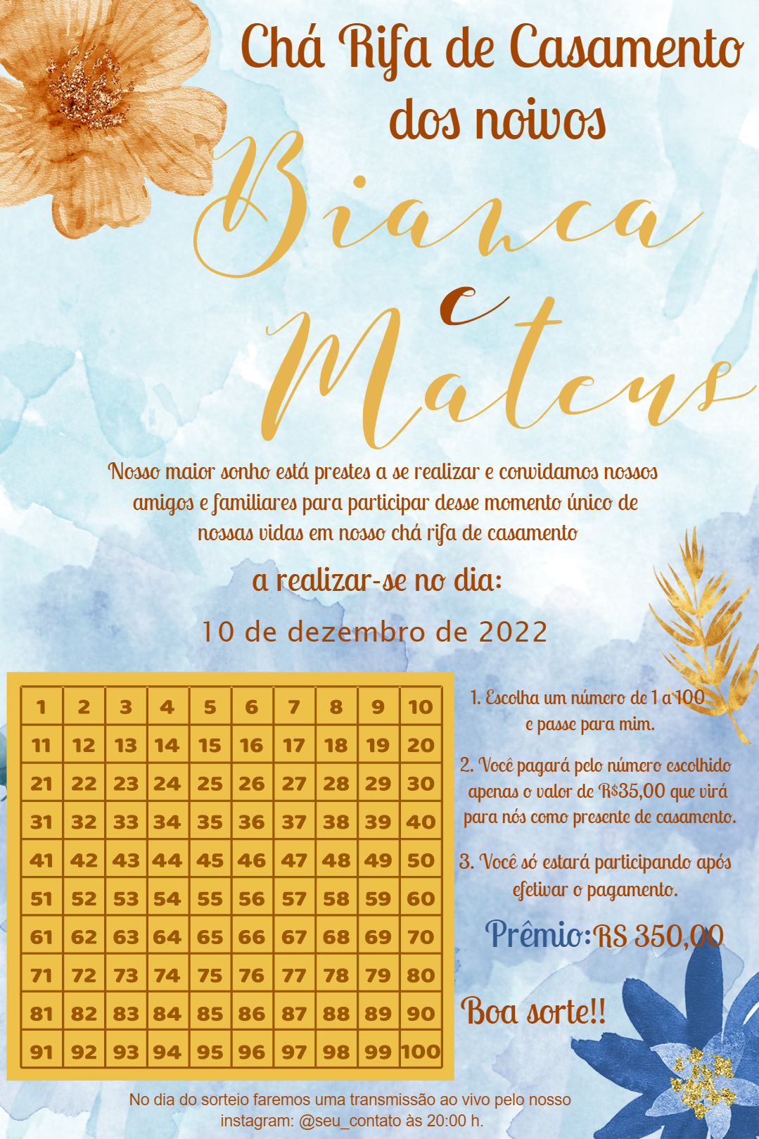 Convite Chá Rifa Casamento Floral Aquarela para Editar Online Convite Chá Rifa Casamento Floral Aquarela para Editar Online