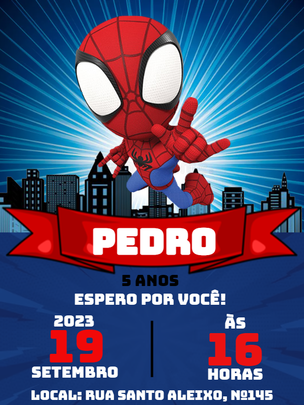 Convite de Aniversário Homem Aranha para Editar Online Convite de Aniversário Homem Aranha para Editar Online
