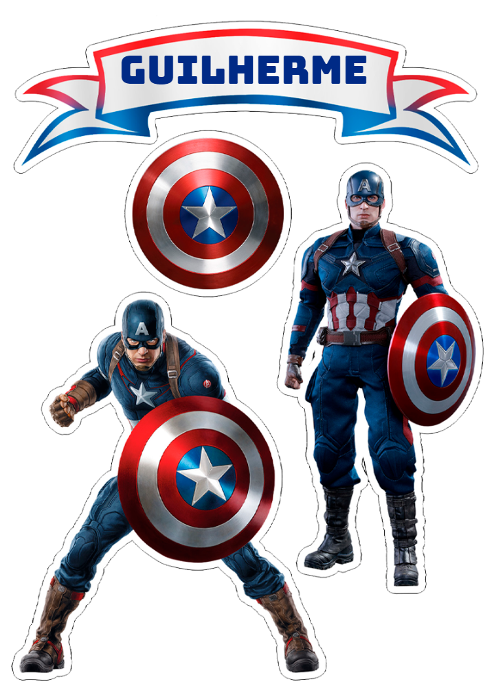 Topo de Bolo Capitão América para Editar e Imprimir Topo de Bolo Capitão América para Editar e Imprimir
