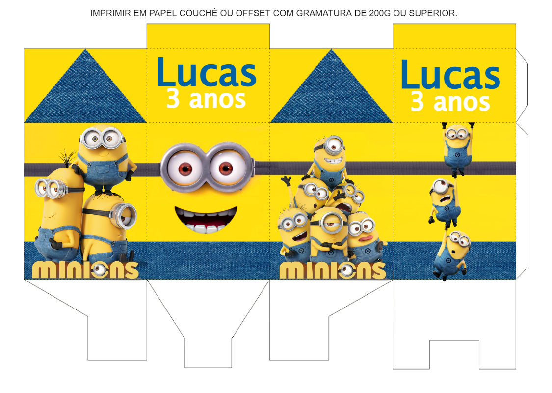 Caixa Milk Minions Editável para Festa de Aniversário