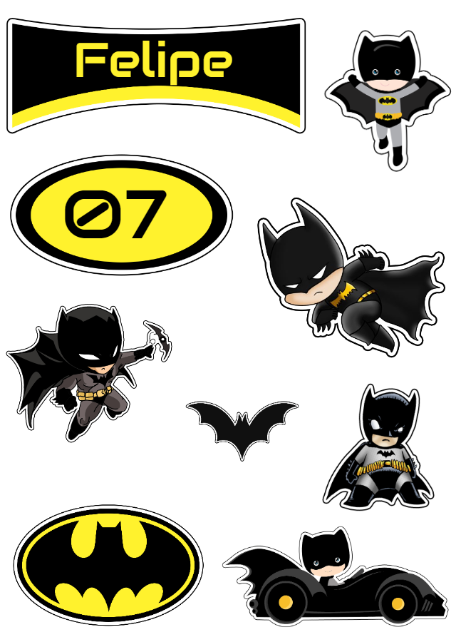 Kit Topo de Bolo Batman: Personagens e Elementos para Editar Kit Topo de Bolo Batman: Personagens e Elementos para Editar