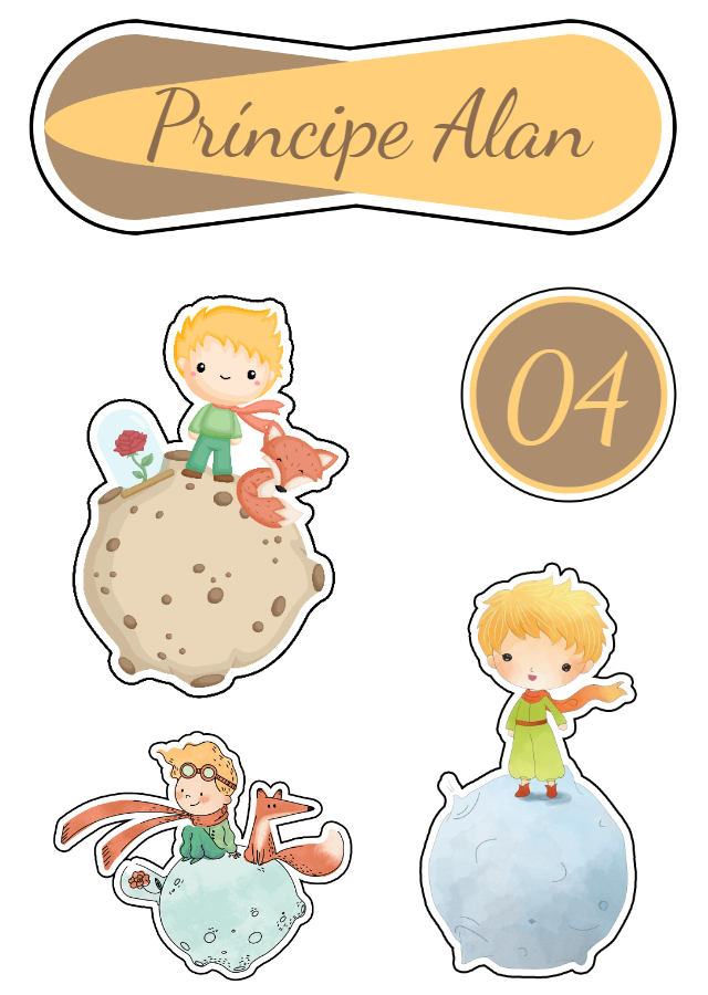 Topo de Bolo O Pequeno Príncipe com Personagens para Editar Topo de Bolo O Pequeno Príncipe com Personagens para Editar