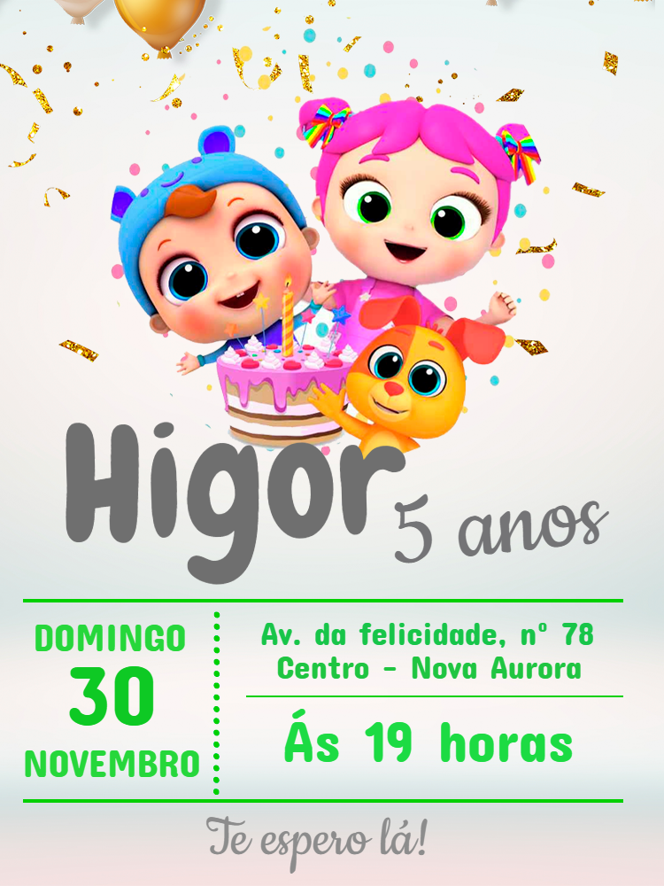 Convite de Aniversário Little Angel Editável Online Convite de Aniversário Little Angel Editável Online