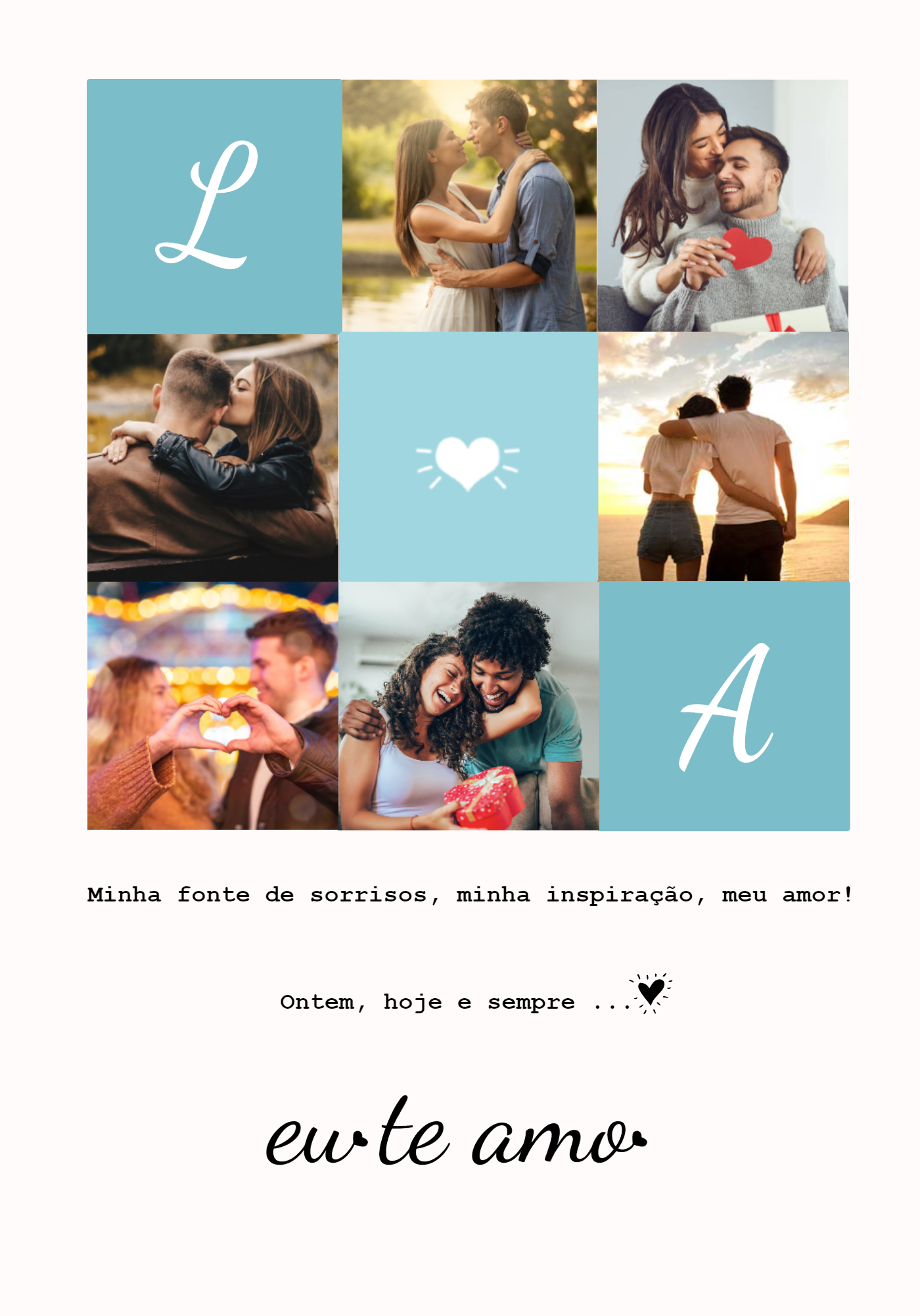 Quadro de Amor com Mosaico de Fotos para Editar Online Quadro de Amor com Mosaico de Fotos para Editar Online