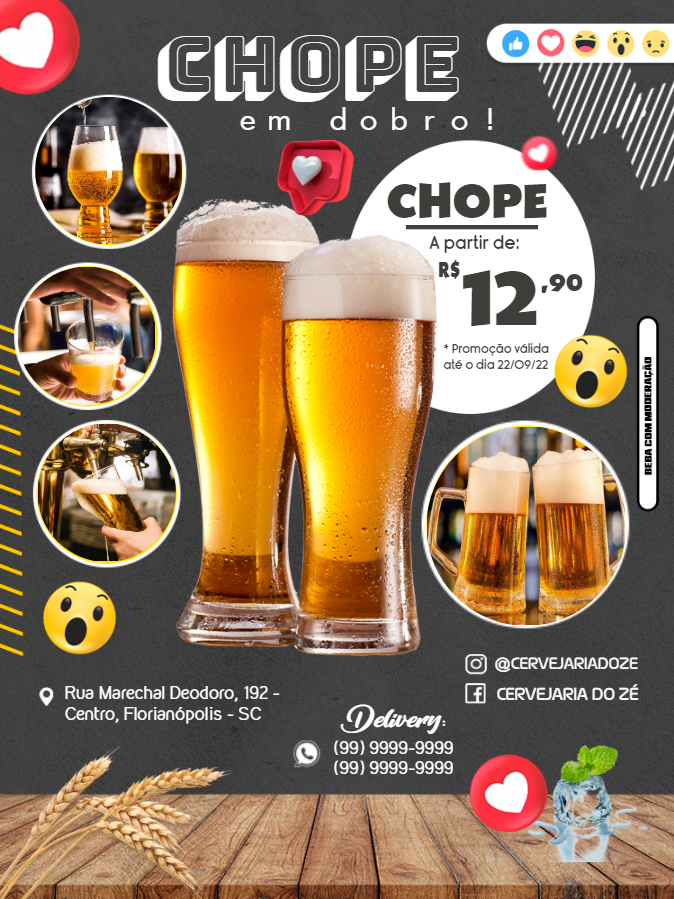 Flyer de Promoção de Chope para Cervejaria Editável Online