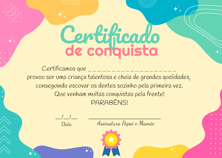 Certificado de Conquista Infantil Colorido para Editar Online Certificado de Conquista Infantil Colorido para Editar Online