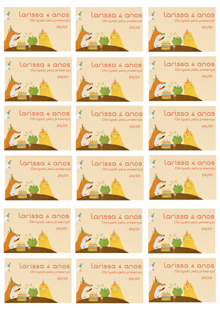 Tag Aniversário Bosque Encantado com Animais para Editar