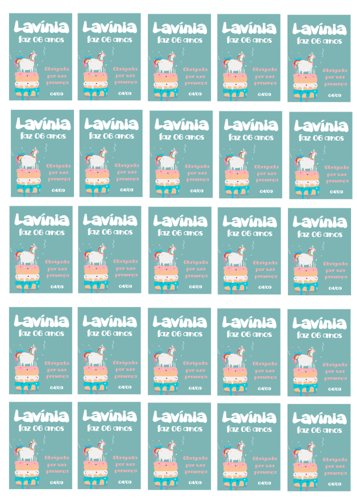 Tag de Aniversário Unicórnio Fofo para Editar e Imprimir Tag de Aniversário Unicórnio Fofo para Editar e Imprimir