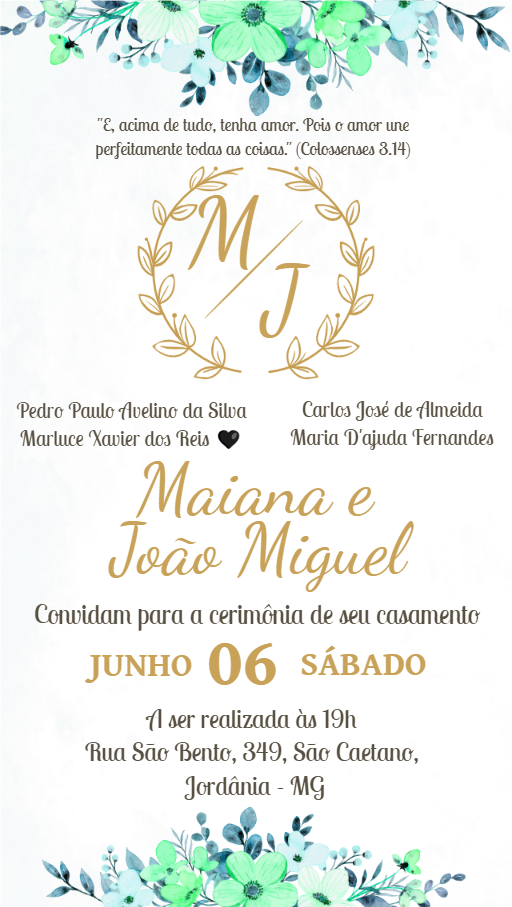 Convite de Casamento com Monograma Floral para Editar Online Convite de Casamento com Monograma Floral para Editar Online