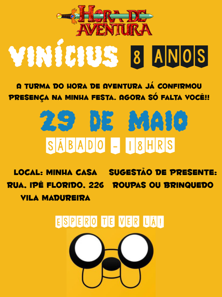 Convite de Aniversário Hora de Aventura para Editar Online