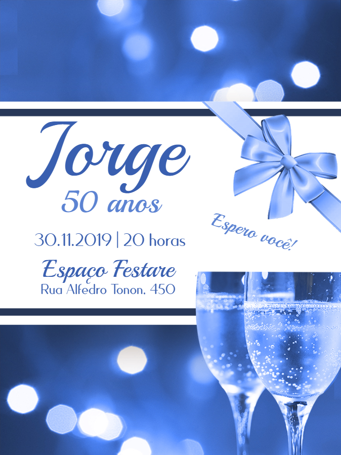 Convite de Aniversário Masculino Azul Elegante para Editar Online Convite de Aniversário Masculino Azul Elegante para Editar Online