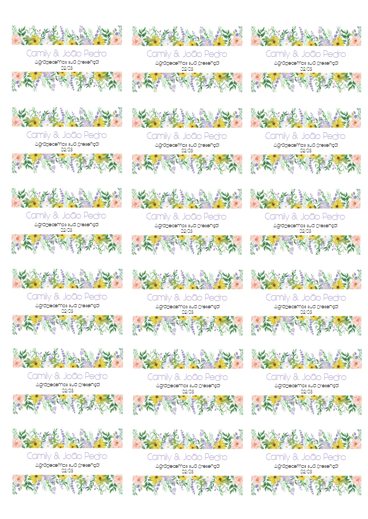 Tag de Agradecimento Casamento Floral para Editar Online Tag de Agradecimento Casamento Floral para Editar Online